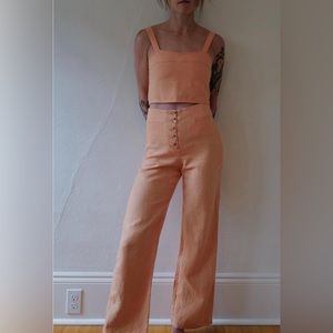 Paloma Wool peach 100% linen wide leg pants 36 (us 4)